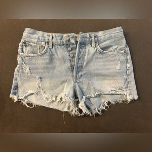 Agolde Parker distressed jean shirt- lightly worn; size 27